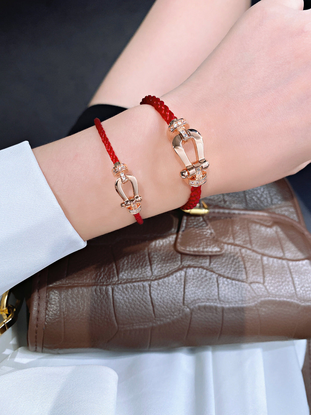[Olivia JW]FORCE 10 HALF DIAMOND PINK GOLD RED CORDERI LARGE AND MEDIUM MODEL
