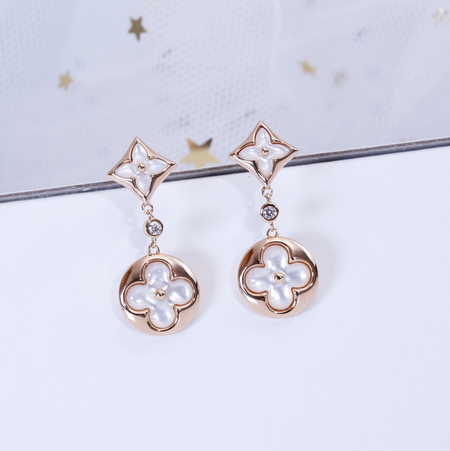 [Olivia JW]STAR AND SUN PINK GOLD MOP DROP EARRINGS