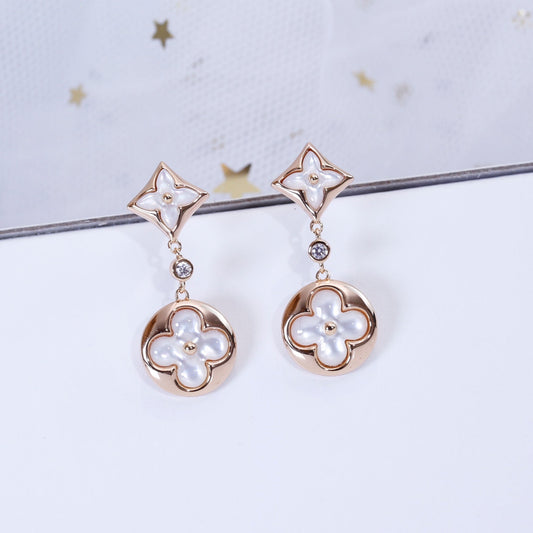 [Olivia JW]STAR AND SUN PINK GOLD MOP DROP EARRINGS