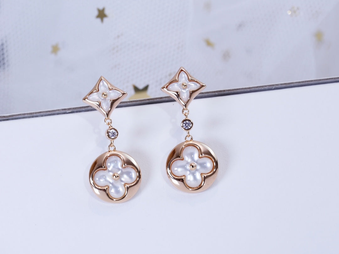 [Olivia JW]STAR AND SUN PINK GOLD MOP DROP EARRINGS