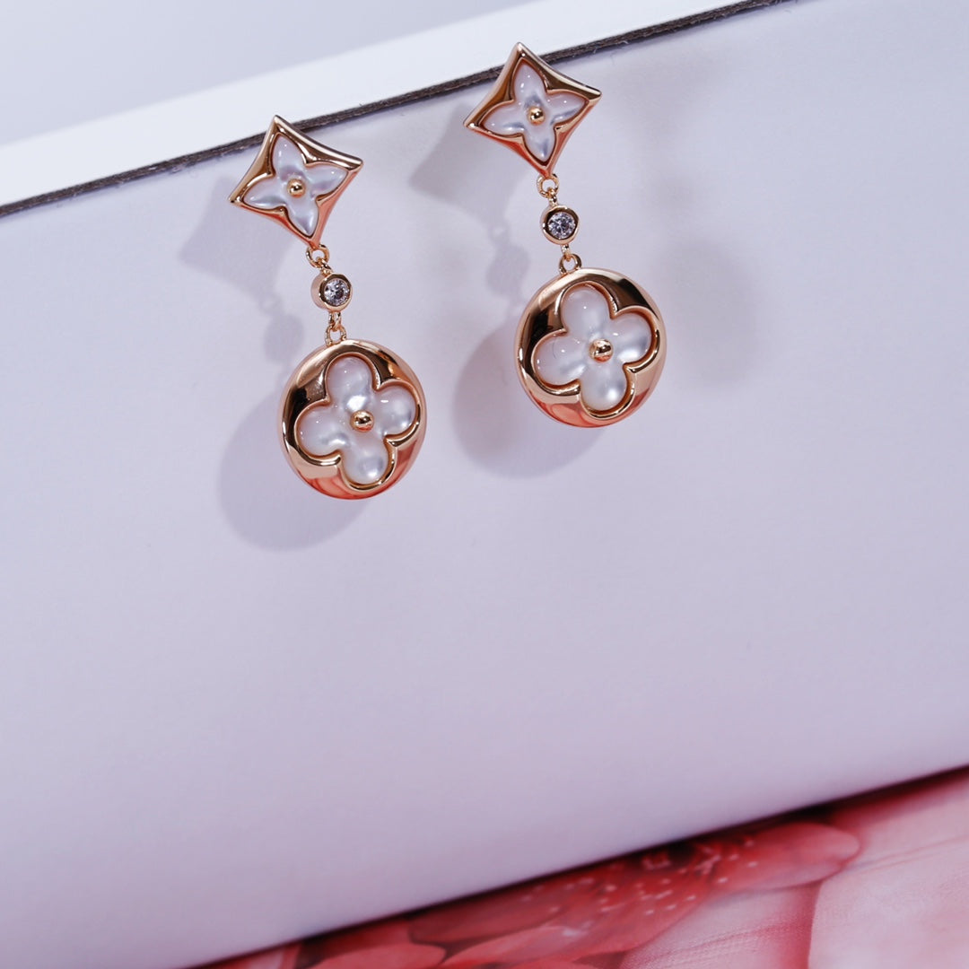 [Olivia JW]STAR AND SUN PINK GOLD MOP DROP EARRINGS