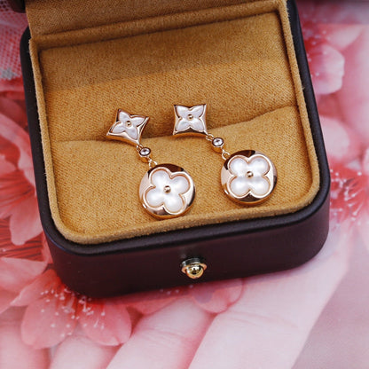 [Olivia JW]STAR AND SUN PINK GOLD MOP DROP EARRINGS