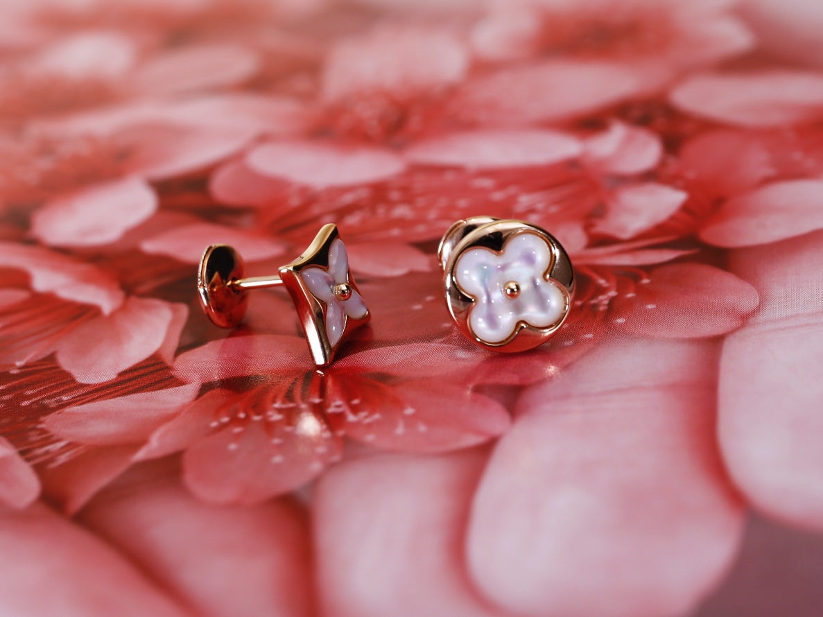 [Olivia JW]STAR AND SUN PINK GOLD MOP STUD EARRINGS