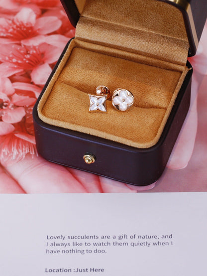 [Olivia JW]STAR AND SUN PINK GOLD MOP STUD EARRINGS