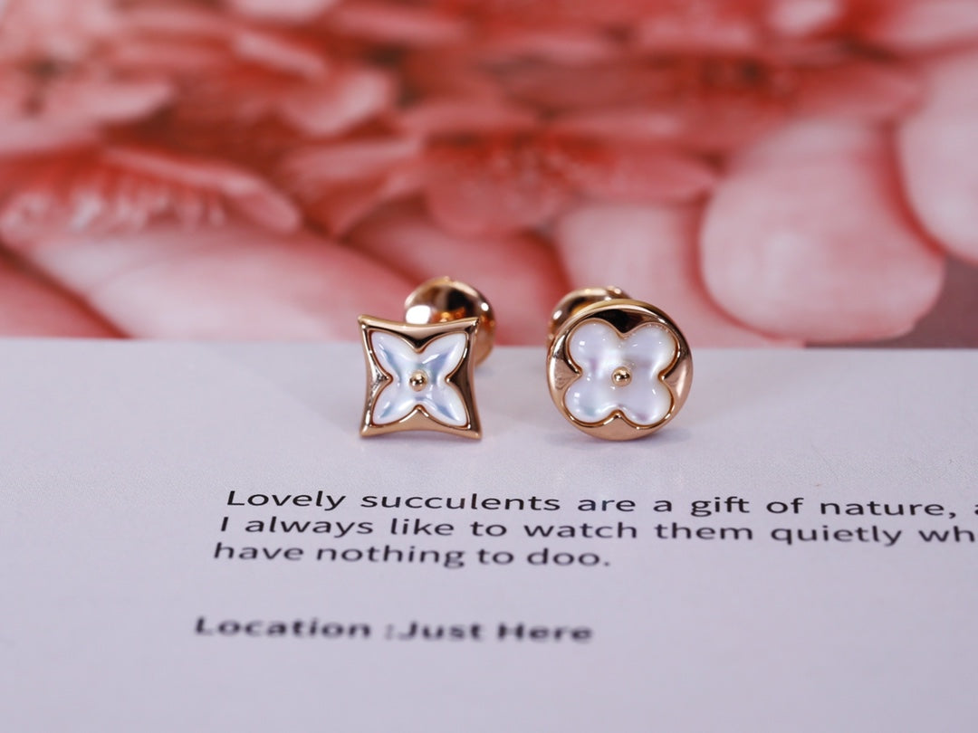 [Olivia JW]STAR AND SUN PINK GOLD MOP STUD EARRINGS