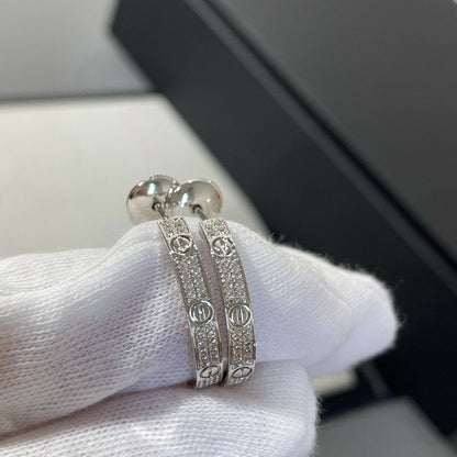 [Olivia JW]LOVE DIAMOND SILVER HOOP EARRINGS