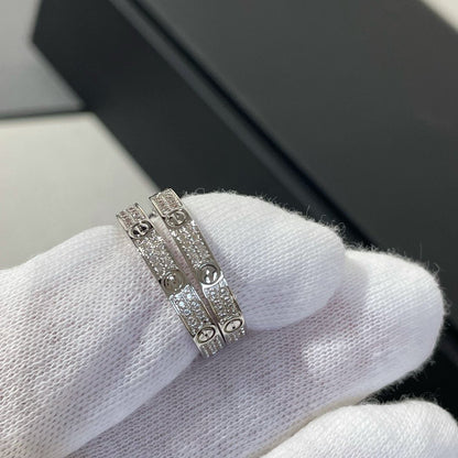 [Olivia JW]LOVE DIAMOND SILVER HOOP EARRINGS