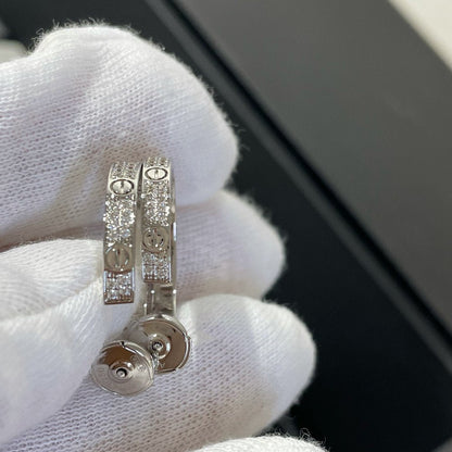 [Olivia JW]LOVE DIAMOND SILVER HOOP EARRINGS