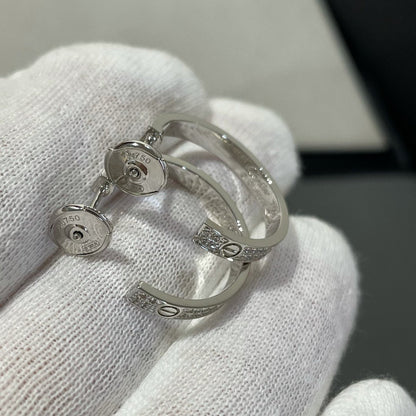 [Olivia JW]LOVE DIAMOND SILVER HOOP EARRINGS