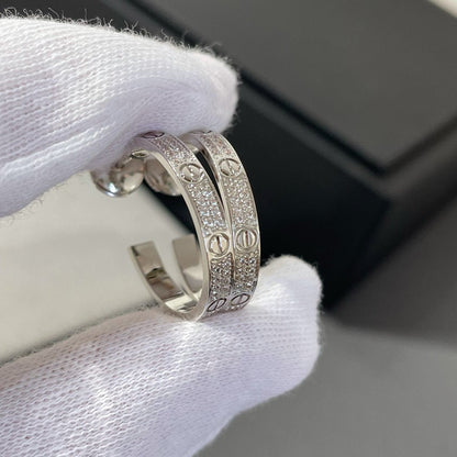 [Olivia JW]LOVE DIAMOND SILVER HOOP EARRINGS