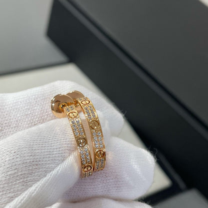 [Olivia JW]LOVE DIAMOND PINK GOLD HOOP EARRINGS