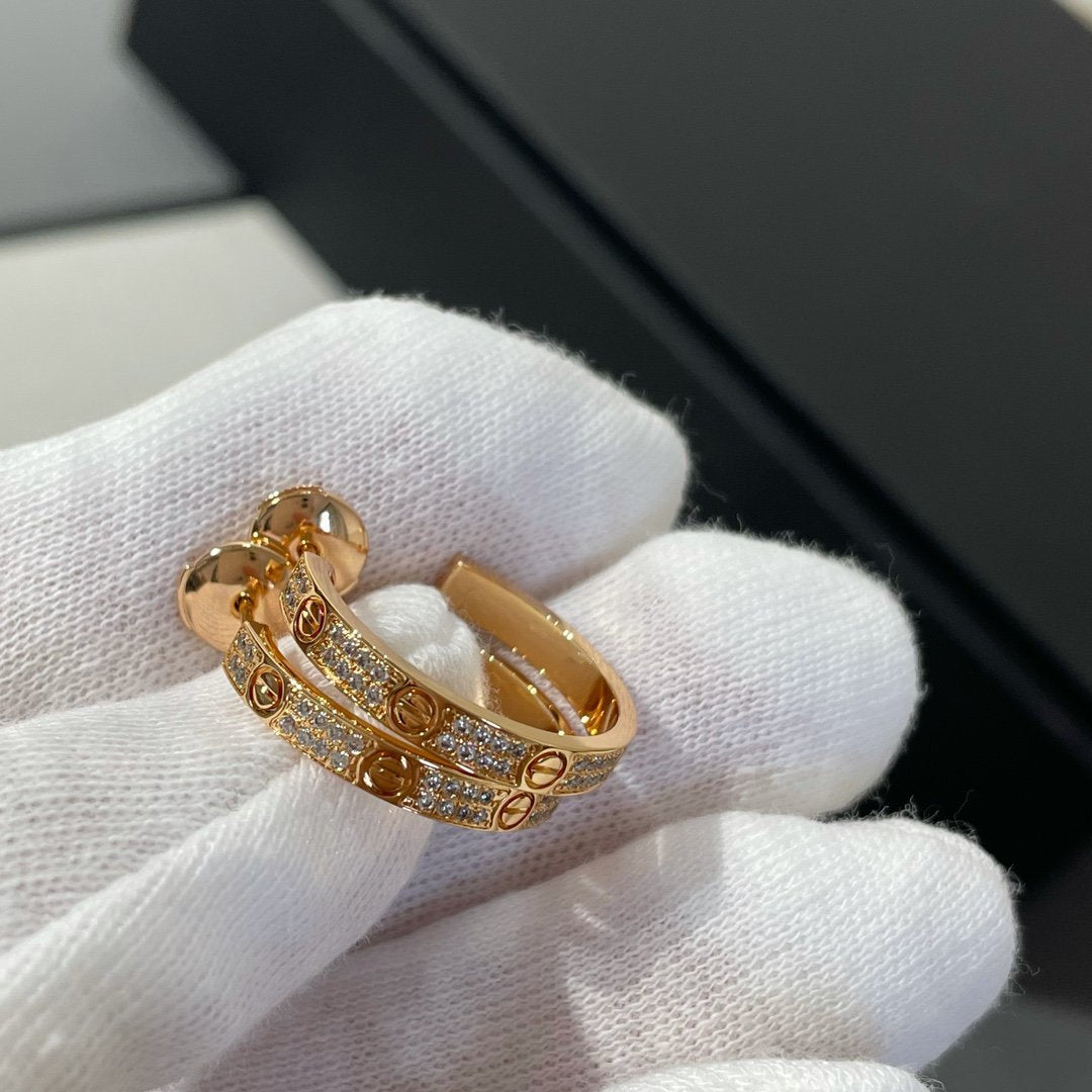 [Olivia JW]LOVE DIAMOND PINK GOLD HOOP EARRINGS