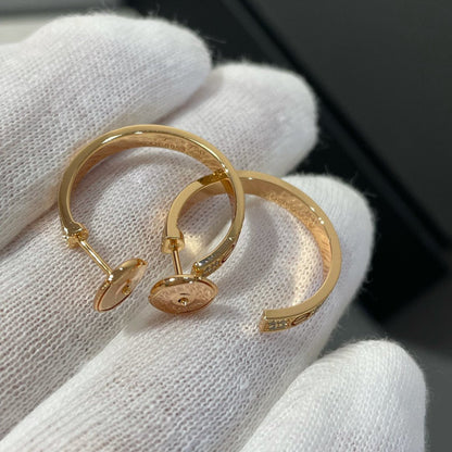 [Olivia JW]LOVE DIAMOND PINK GOLD HOOP EARRINGS