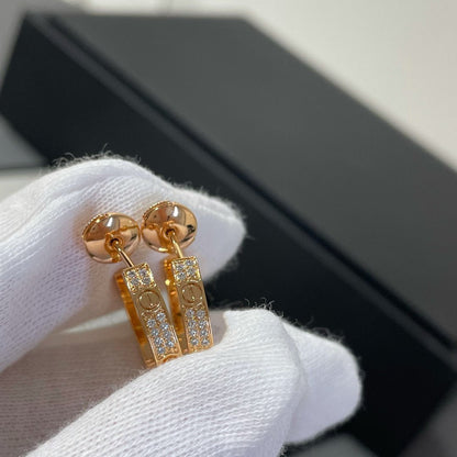 [Olivia JW]LOVE DIAMOND PINK GOLD HOOP EARRINGS