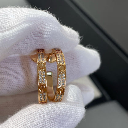 [Olivia JW]LOVE DIAMOND PINK GOLD HOOP EARRINGS