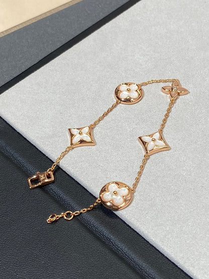 [Olivia JW]STAR AND SUN 5 MOTIF MOP PINK GOLD BRACELET