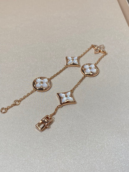 [Olivia JW]STAR AND SUN 5 MOTIF MOP PINK GOLD BRACELET