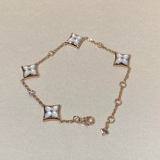 [Olivia JW]STAR 4 MOTIF MOP DIAMOND PINK GOLD BRACELET