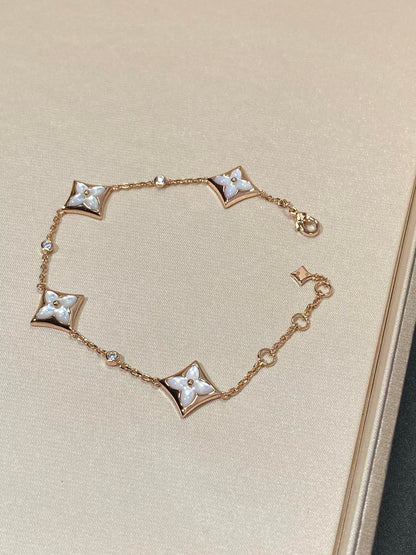 [Olivia JW]STAR 4 MOTIF MOP DIAMOND PINK GOLD BRACELET