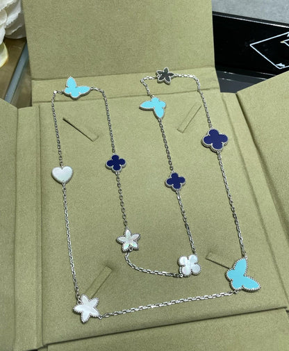 [Olivia JW]LUCKY CLOVER SILVER 11 MOTIF NECKLACE