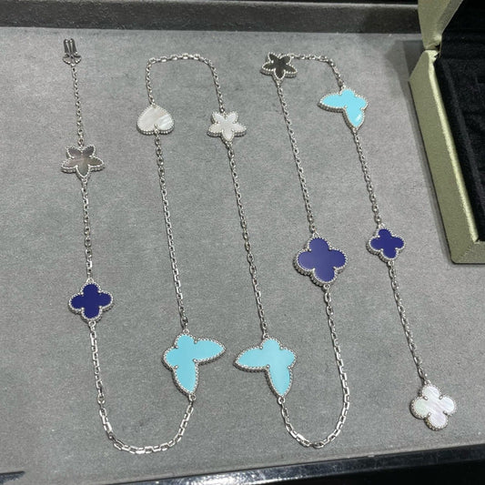[Olivia JW]LUCKY CLOVER SILVER 11 MOTIF NECKLACE