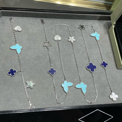 [Olivia JW]LUCKY CLOVER SILVER 11 MOTIF NECKLACE