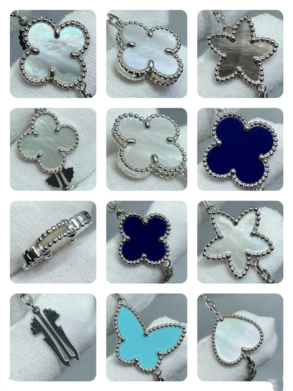 [Olivia JW]LUCKY CLOVER SILVER 11 MOTIF NECKLACE