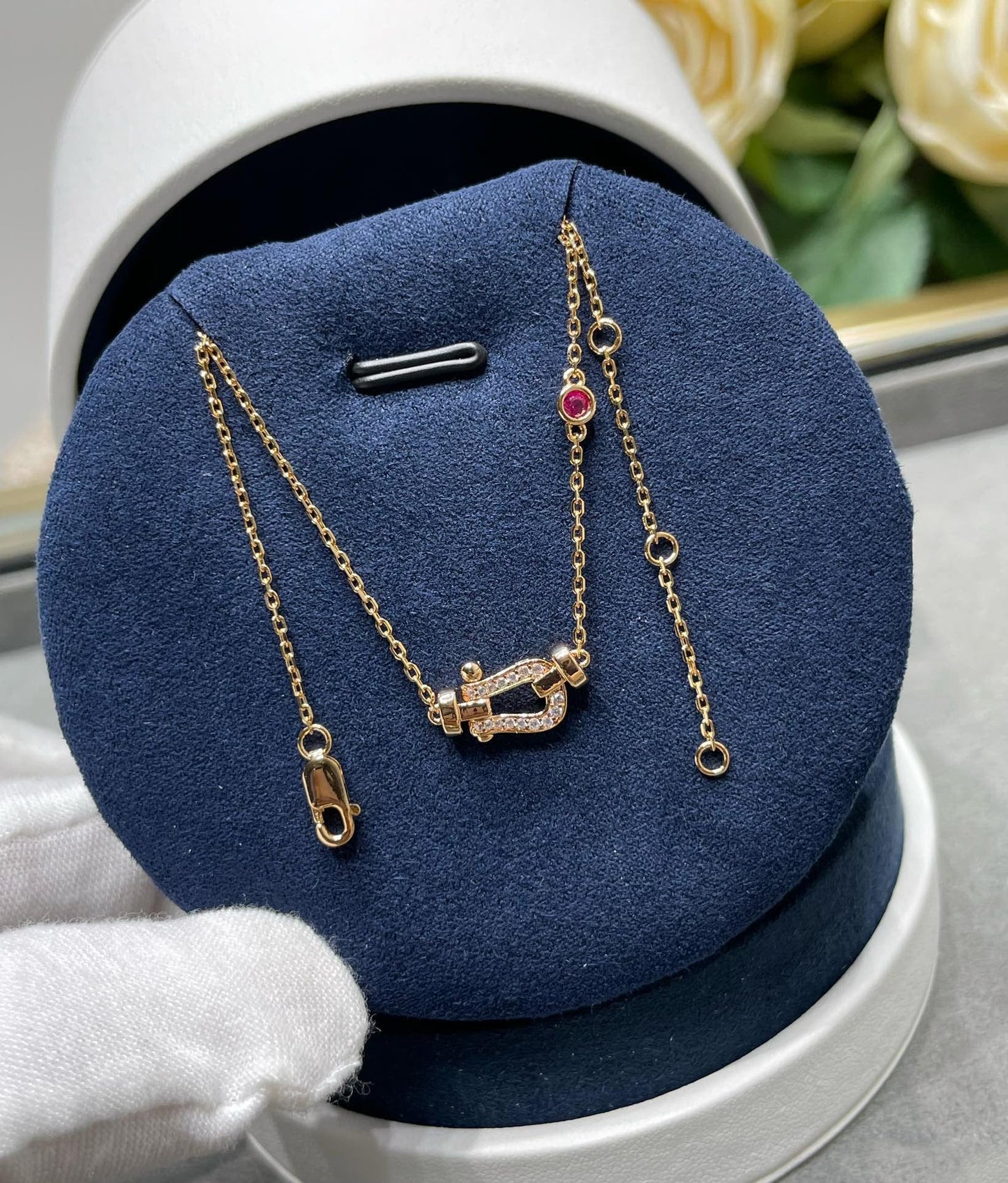 [Olivia JW]FORCE 10 DIAMOND PINK GOLD NECKLACE