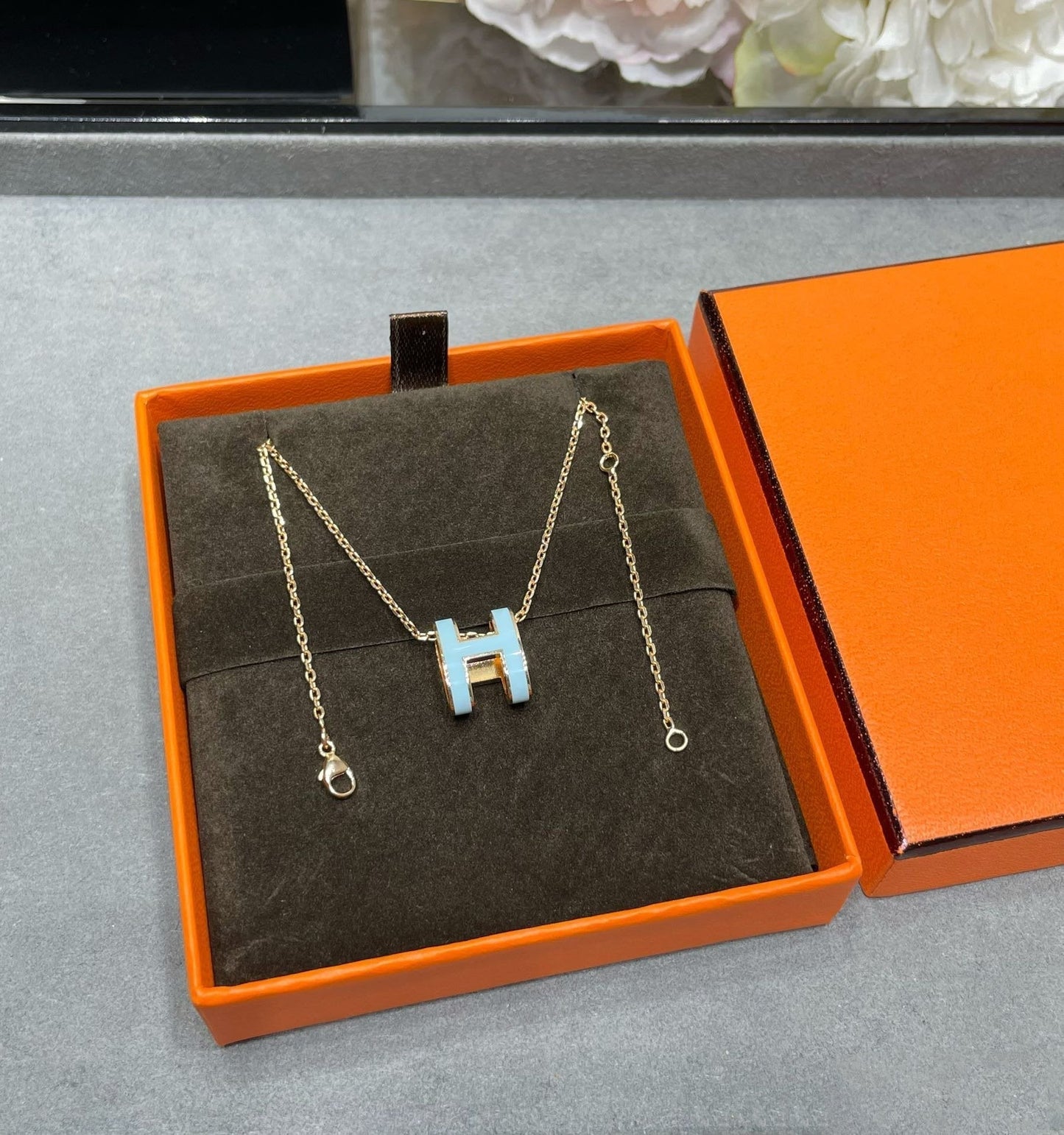 [Olivia JW]POP H SKY BLUE NECKLACE