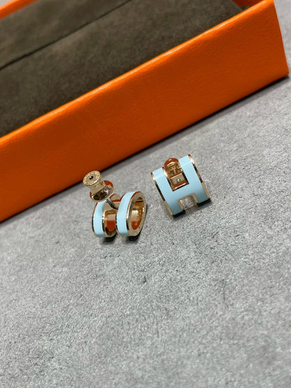 [Olivia JW]POP H SKY BLUE STUD EARRINGS