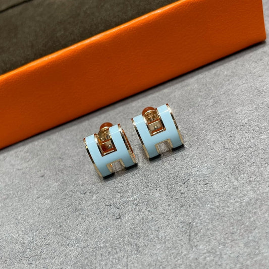 [Olivia JW]POP H SKY BLUE STUD EARRINGS