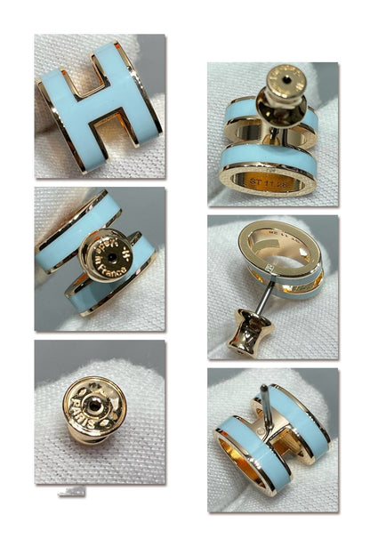 [Olivia JW]POP H SKY BLUE STUD EARRINGS