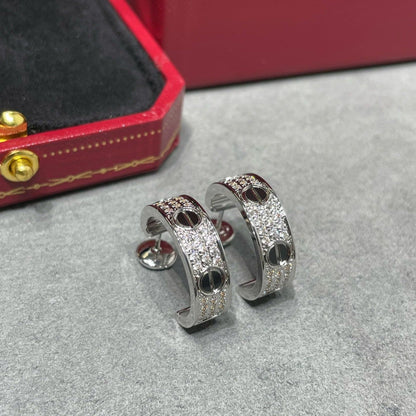 [Olivia JW]LOVE CERAMIC DIAMOND PAVED SILVER EARRINGS