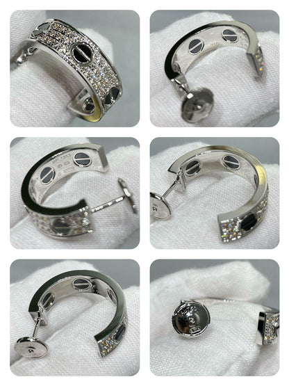 [Olivia JW]LOVE CERAMIC DIAMOND PAVED SILVER EARRINGS