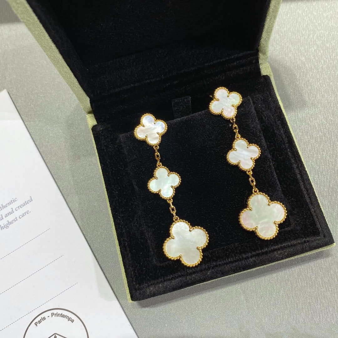 [Olivia JW]CLOVER MOP 3 MOTIFS GOLD EARRINGS