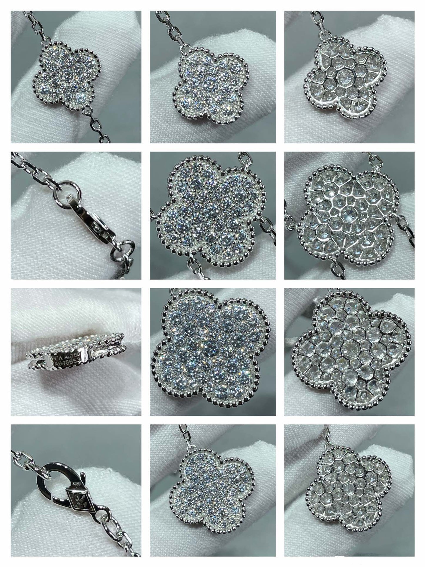 [Olivia JW]CLOVER 6 MOTIF DIAMOND PAVED NECKLACE