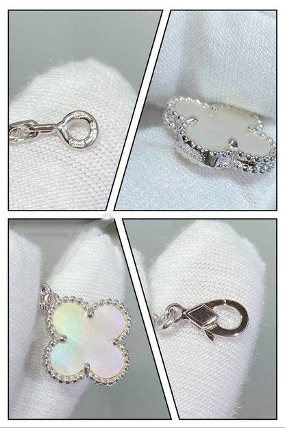 [Olivia JW]CLOVER 5 MOTIF WHITE MOP SILVER BRACELET