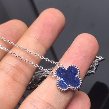 [Olivia JW]CLOVER PIETERSITE SILVER LONG NECKLACE