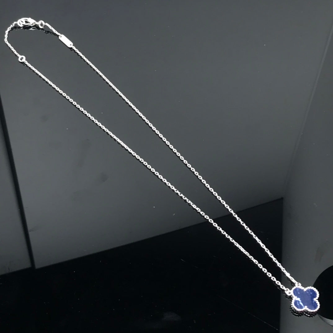 [Olivia JW]CLOVER PIETERSITE SILVER LONG NECKLACE