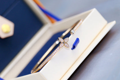 [Olivia JW]IDYLLE PINK GOLD OPEN BRACELET DIAMOND PAVED
