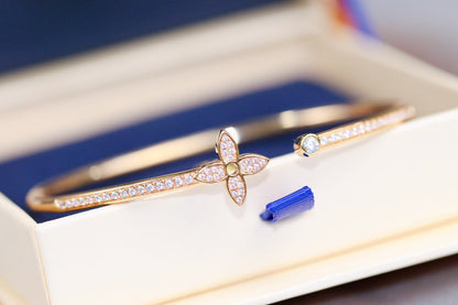 [Olivia JW]IDYLLE PINK GOLD OPEN BRACELET DIAMOND PAVED