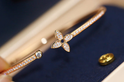 [Olivia JW]IDYLLE PINK GOLD OPEN BRACELET DIAMOND PAVED