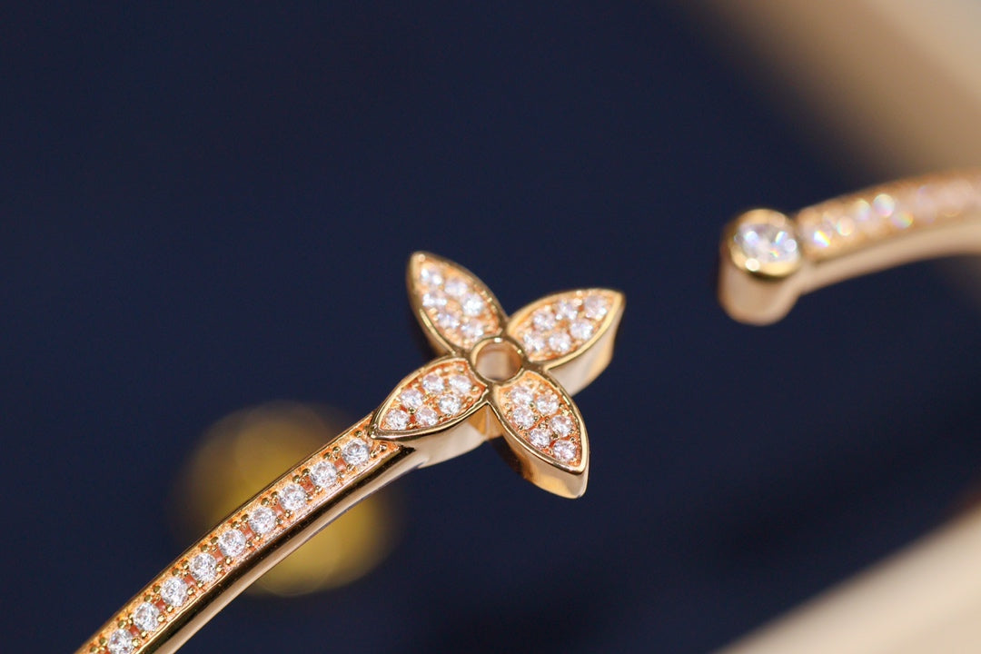 [Olivia JW]IDYLLE PINK GOLD OPEN BRACELET DIAMOND PAVED