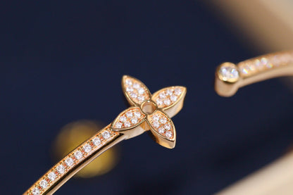 [Olivia JW]IDYLLE PINK GOLD OPEN BRACELET DIAMOND PAVED