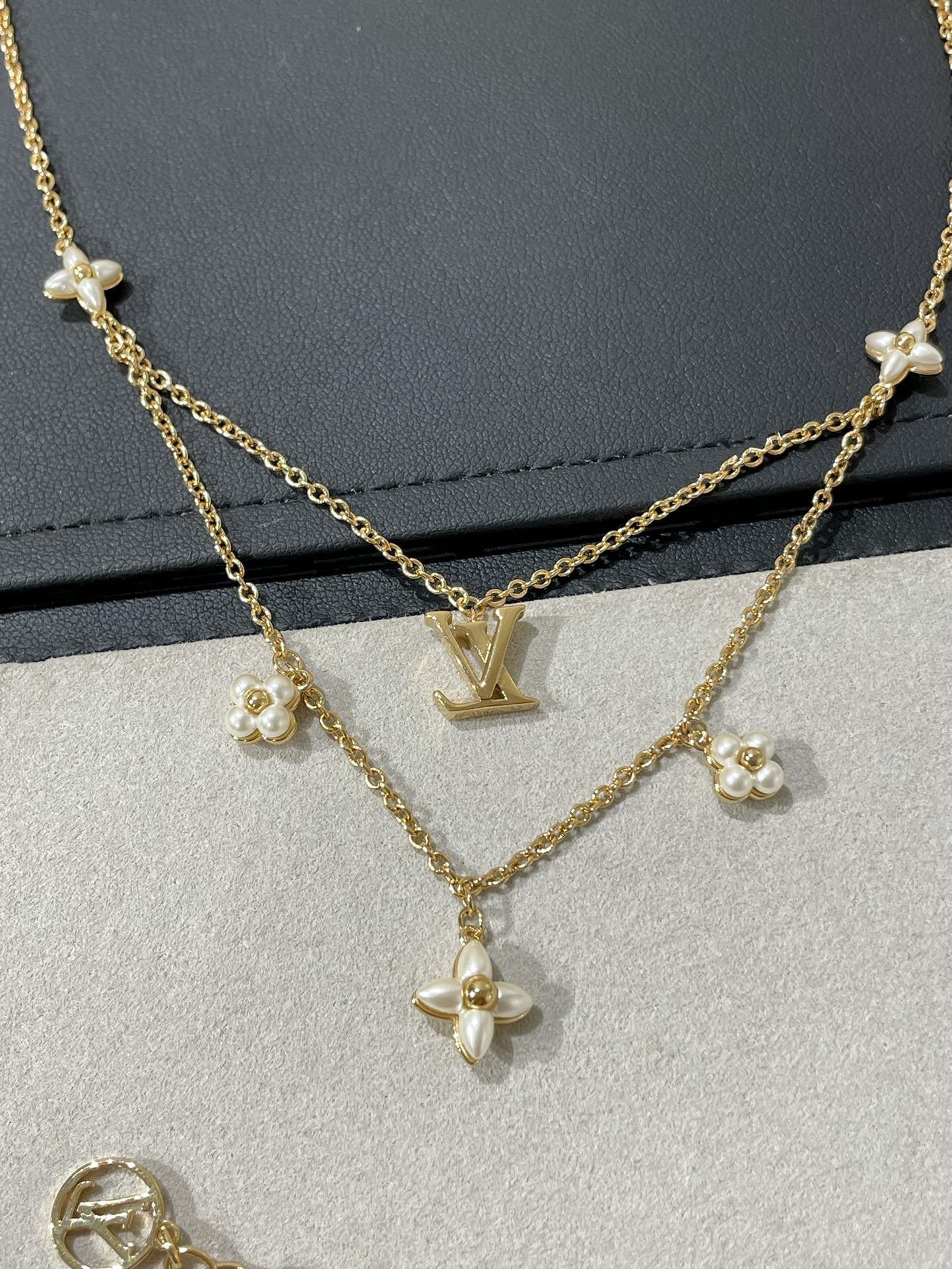 [Olivia JW]FLOWERGRAM GOLD MOP DOUBLE ROW NECKLACE