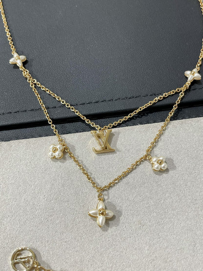 [Olivia JW]FLOWERGRAM GOLD MOP DOUBLE ROW NECKLACE