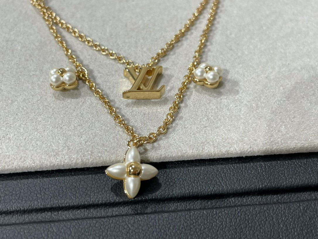 [Olivia JW]FLOWERGRAM GOLD MOP DOUBLE ROW NECKLACE