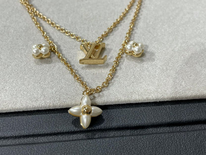[Olivia JW]FLOWERGRAM GOLD MOP DOUBLE ROW NECKLACE