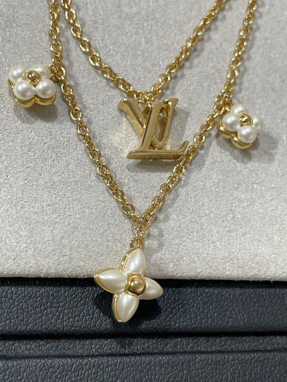 [Olivia JW]FLOWERGRAM GOLD MOP DOUBLE ROW NECKLACE
