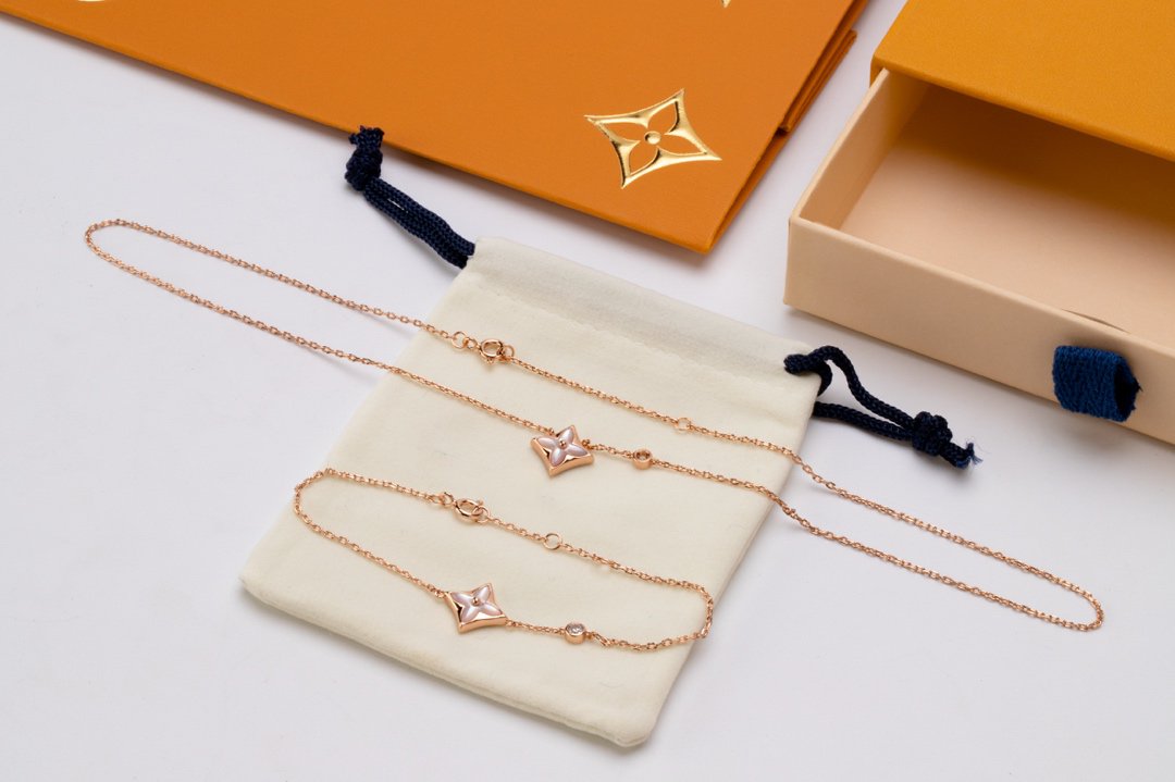 [Olivia JW]STAR PINK MOP 1 DIAMOND PINK GOLD NECKLACE
